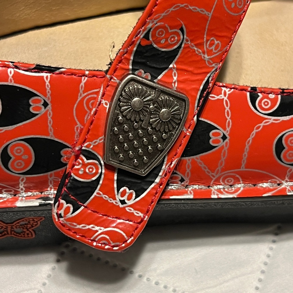 Alegria Paloma Mary Jane Clog in the Coral Owl Print W38 (7.5-8 US) Red/Black - Picture 6 of 8